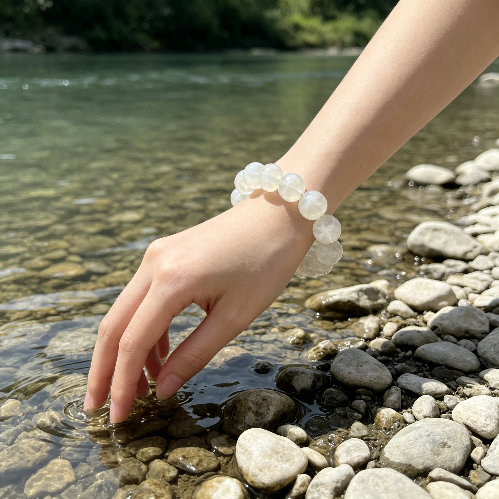 White Phantom Quartz Beaded Bracelet Natural Crystal Calm Anxiety Protection Luck Road Opener Health Unisex Gemstone Bracelet