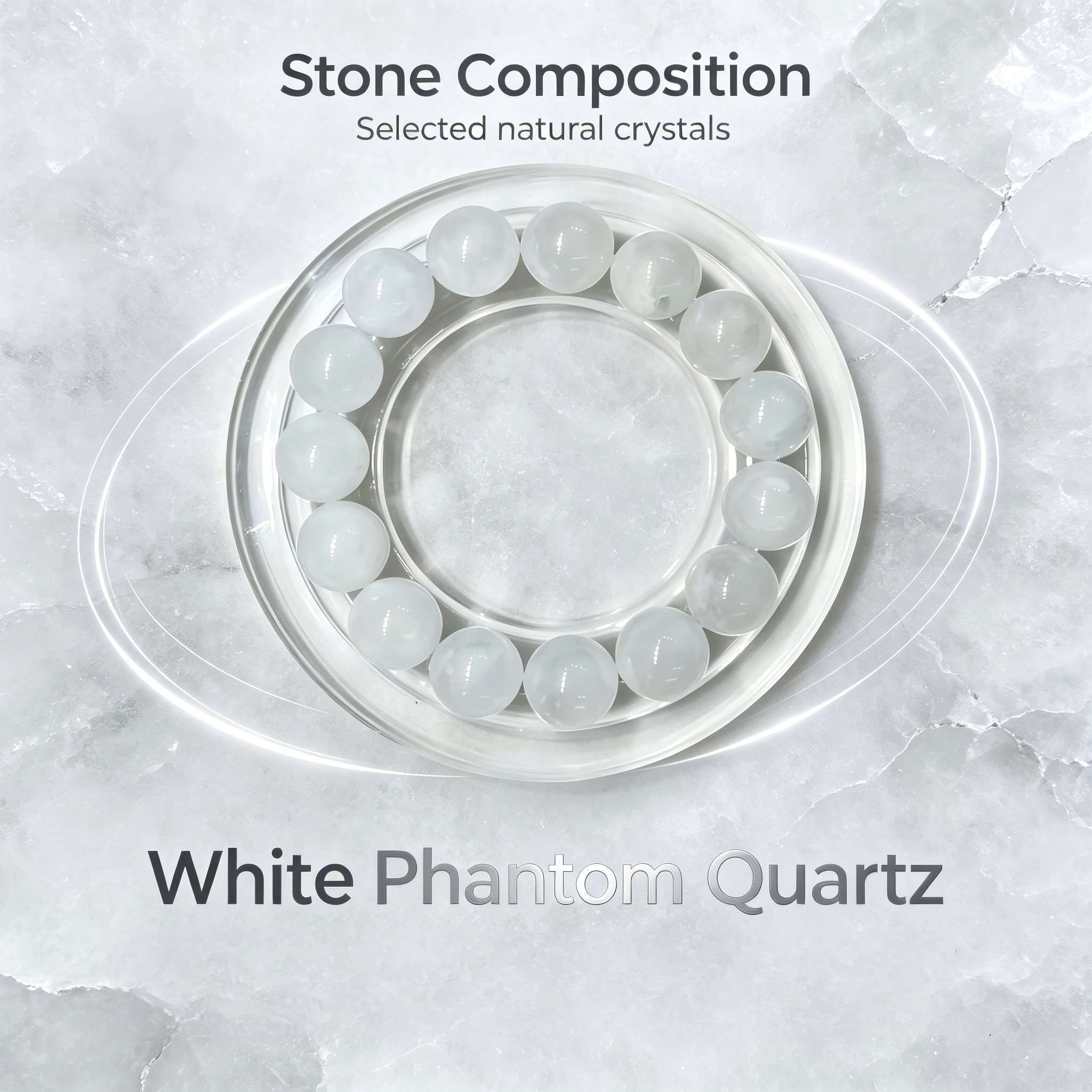 White Phantom Quartz Beaded Bracelet Natural Crystal Calm Anxiety Protection Luck Road Opener Health Unisex Gemstone Bracelet