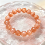 Orange Moonstone Beaded Bracelet Natural Crystal Calm Anxiety Love Relationships Luck Fertility Unisex Gemstone Bracelet