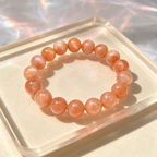 Orange Moonstone Beaded Bracelet Natural Crystal Calm Anxiety Love Relationships Luck Fertility Unisex Gemstone Bracelet