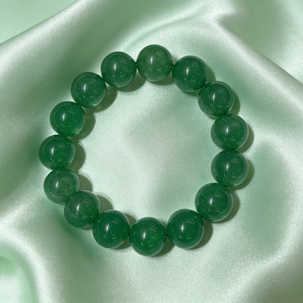 Green Strawberry Quartz Beaded Bracelet Natural Crystal Love Relationships Calm Anxiety Luck Health Protection Unisex Gemstone Bracelet