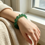 Green Strawberry Quartz Beaded Bracelet Natural Crystal Love Relationships Calm Anxiety Luck Health Protection Unisex Gemstone Bracelet
