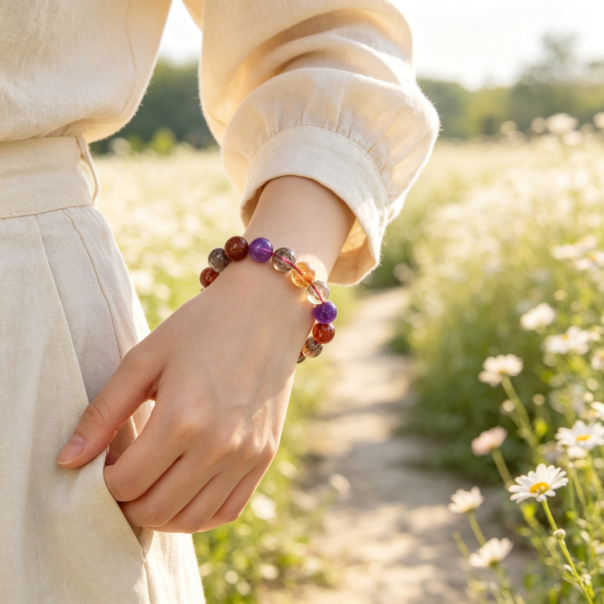 Karma & Elements Cosmic Transcend Natural Crystal Beaded Bracelet