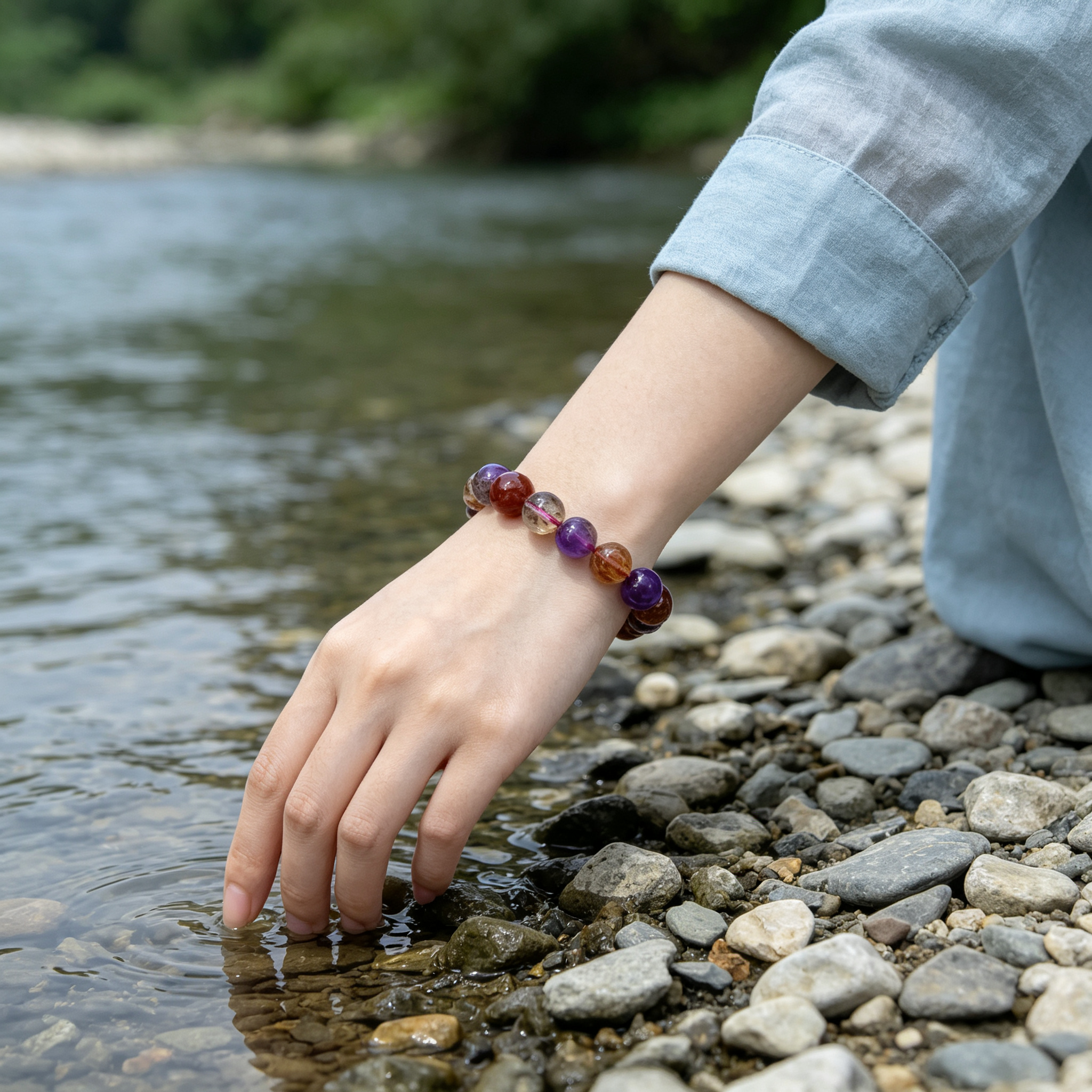 Karma & Elements Cosmic Transcend Natural Crystal Beaded Bracelet