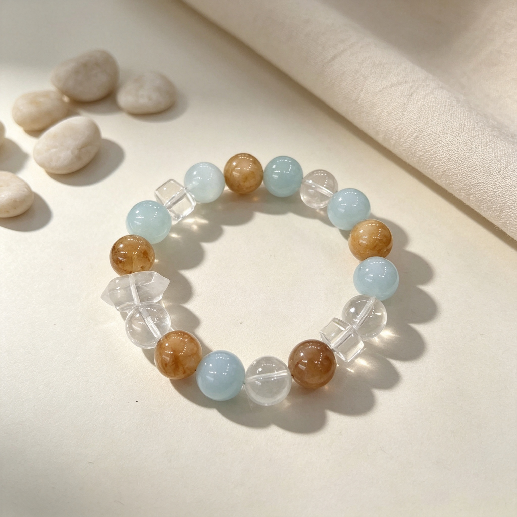 Karma & Elements Tidal Ground Beaded Bracelet, Natural Mixed Gemstone Bracelet