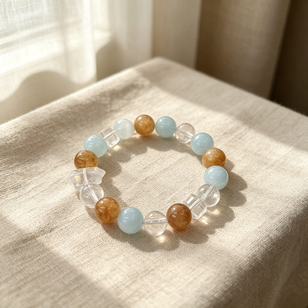 Karma & Elements Tidal Ground Beaded Bracelet, Natural Mixed Gemstone Bracelet