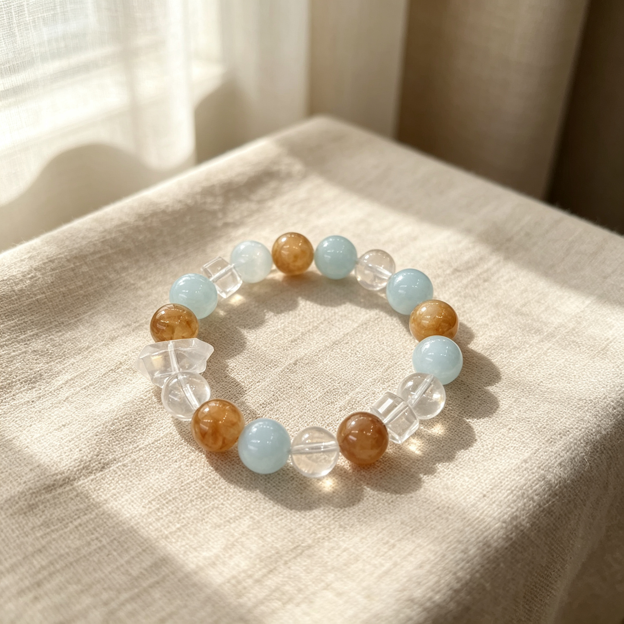 Karma & Elements Tidal Ground Beaded Bracelet, Natural Mixed Gemstone Bracelet