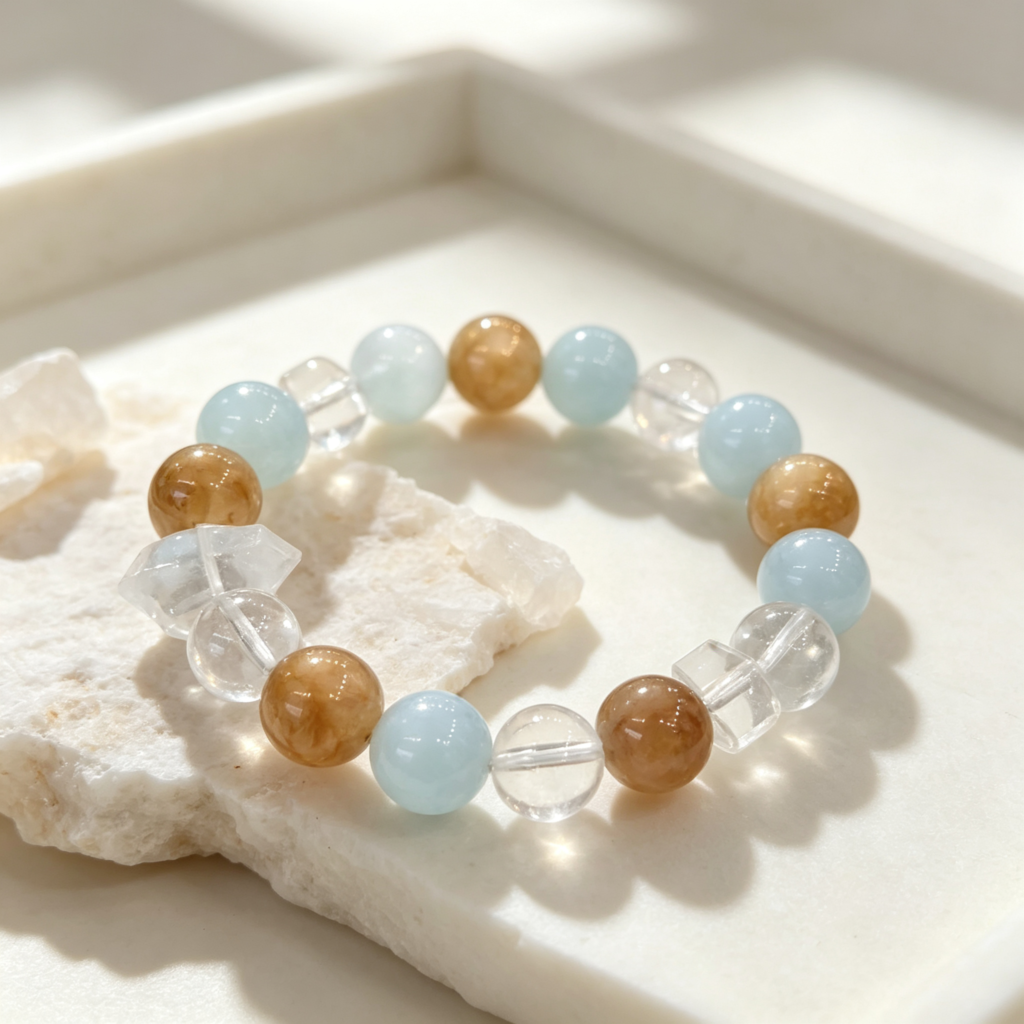 Karma & Elements Tidal Ground Beaded Bracelet, Natural Mixed Gemstone Bracelet