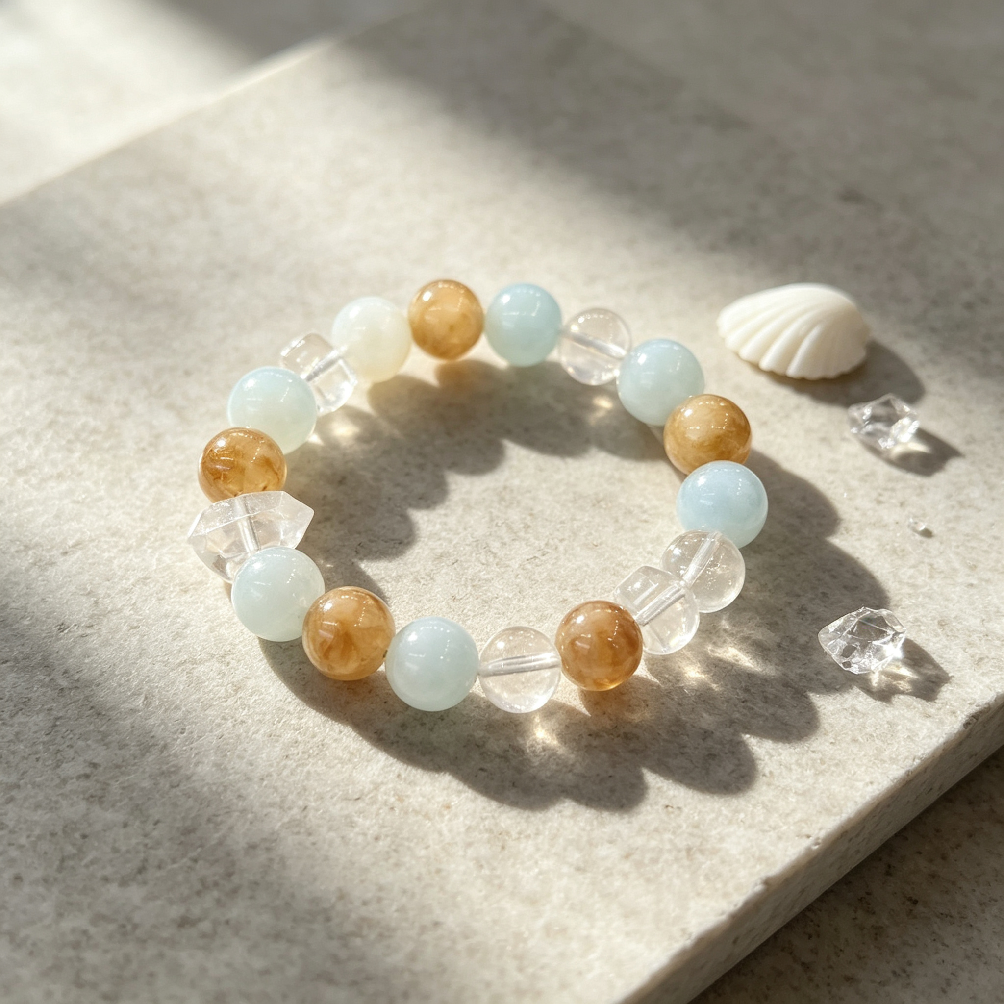 Karma & Elements Tidal Ground Beaded Bracelet, Natural Mixed Gemstone Bracelet