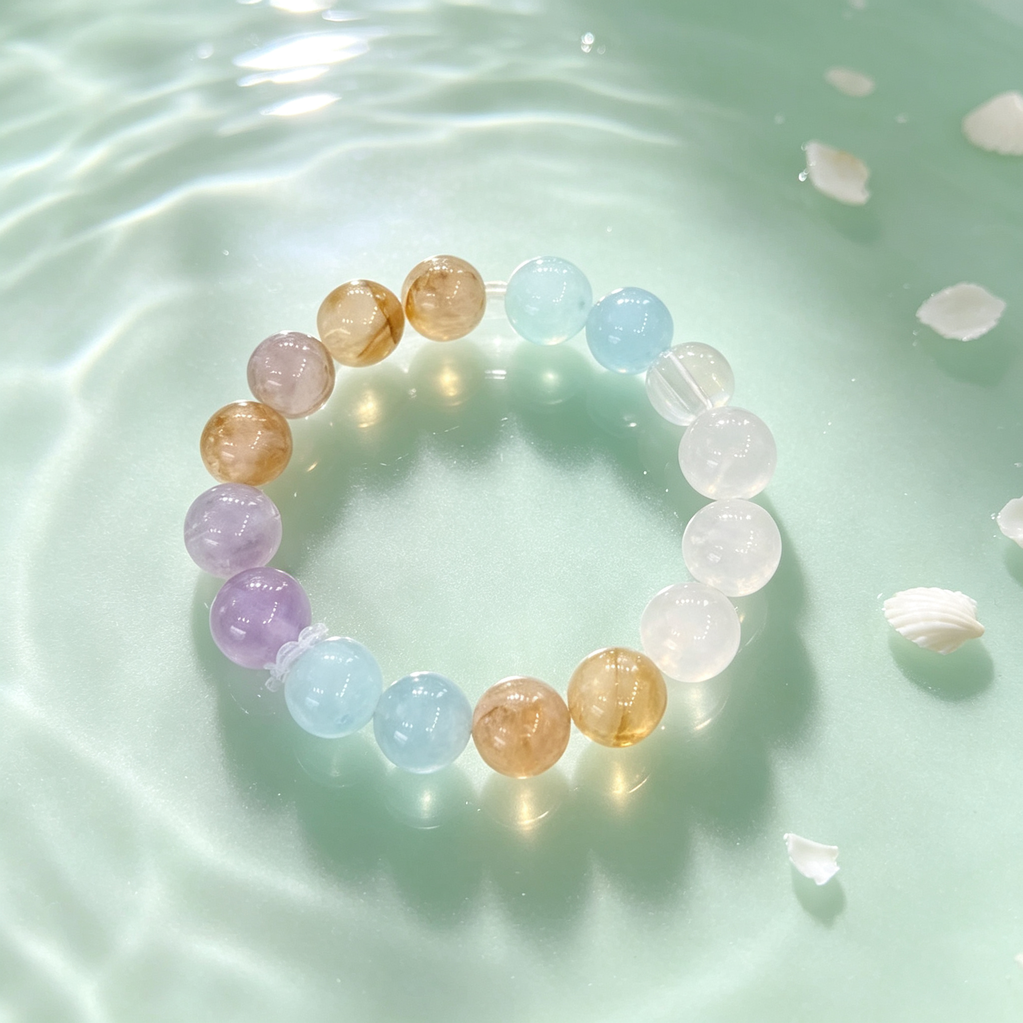 Karma & Elements Serene Tide Beaded Bracelet, Natural Mixed Gemstone Bracelet