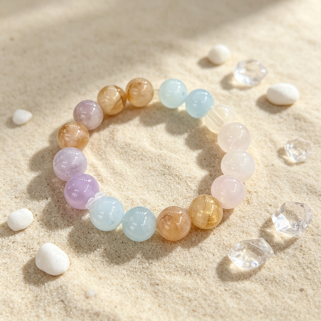Karma & Elements Serene Tide Beaded Bracelet, Natural Mixed Gemstone Bracelet