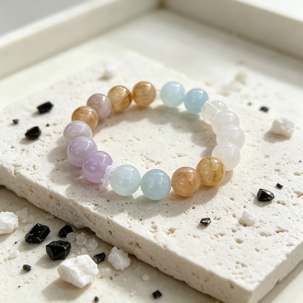 Karma & Elements Serene Tide Beaded Bracelet, Natural Mixed Gemstone Bracelet