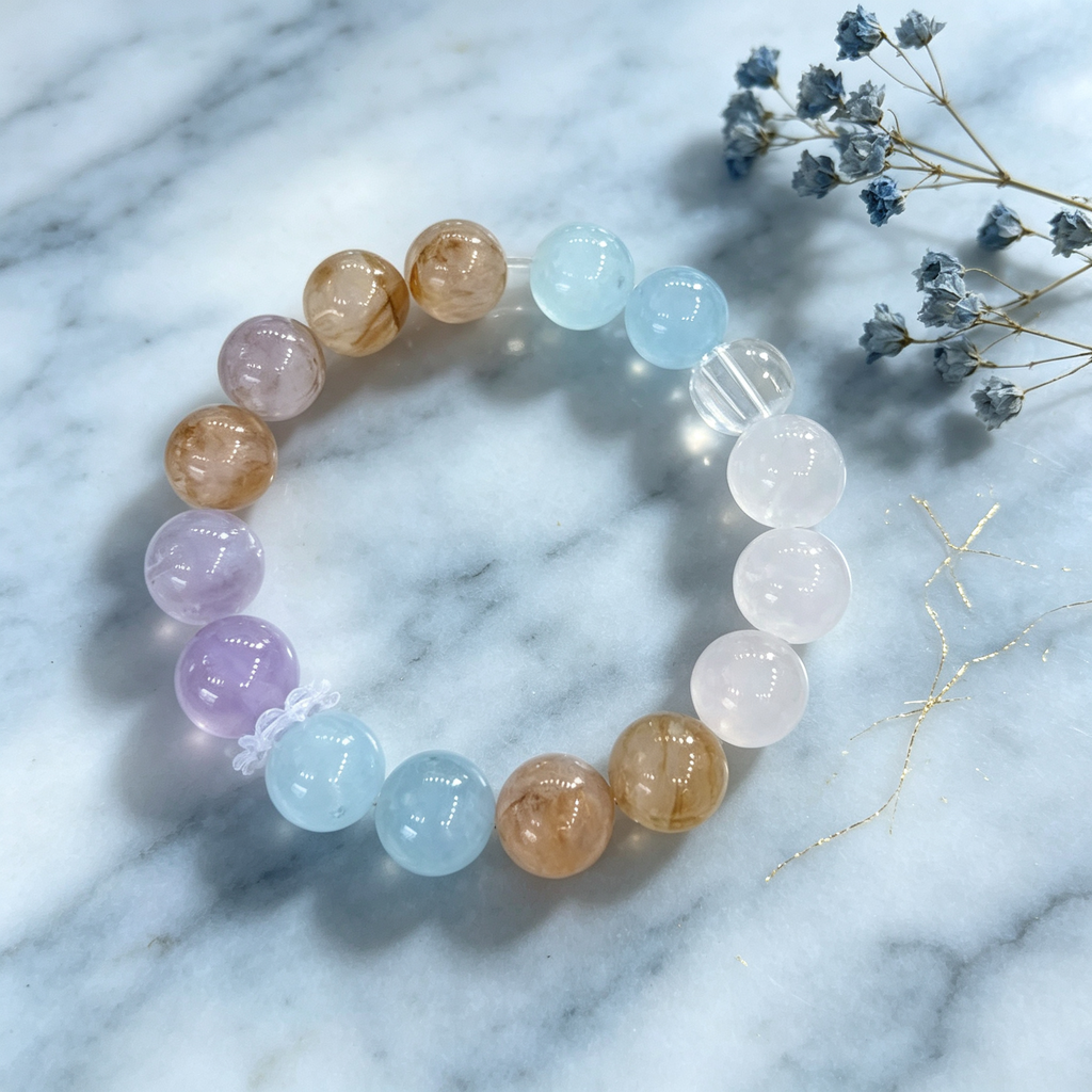 Karma & Elements Serene Tide Beaded Bracelet, Natural Mixed Gemstone Bracelet