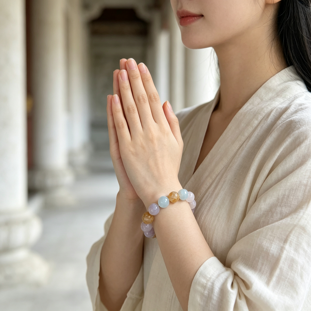Karma & Elements Serene Tide Beaded Bracelet, Natural Mixed Gemstone Bracelet