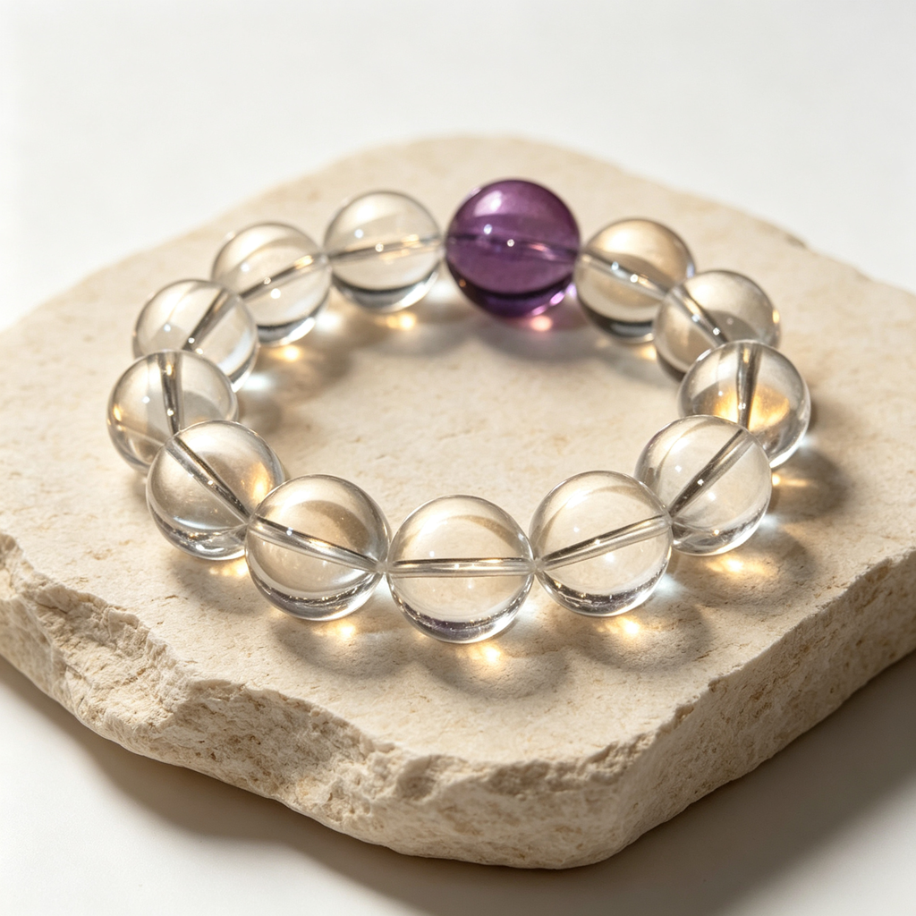 Karma & Elements Mystic Clarity Shift Natural Crystal Beaded Bracelet