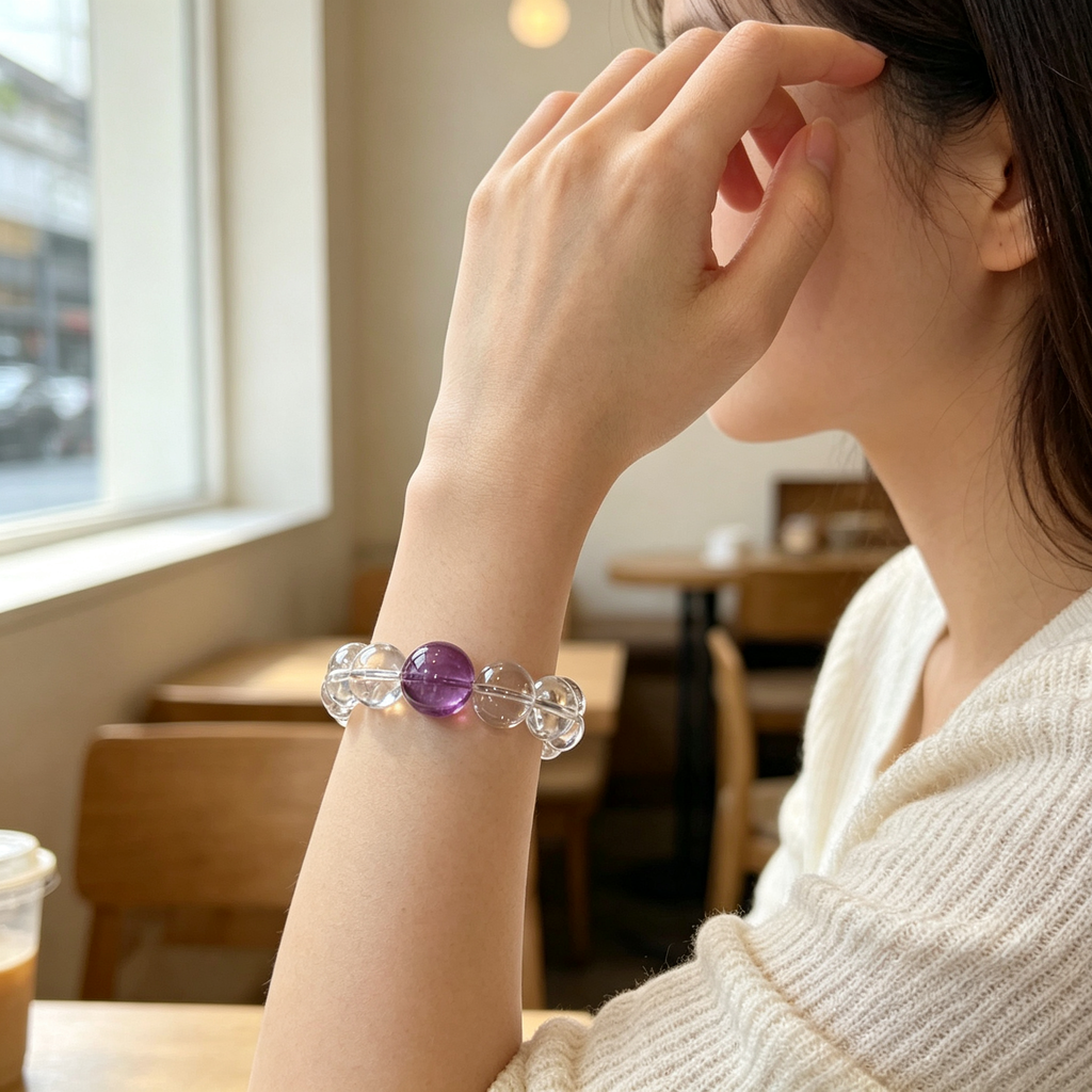 Karma & Elements Mystic Clarity Shift Natural Crystal Beaded Bracelet