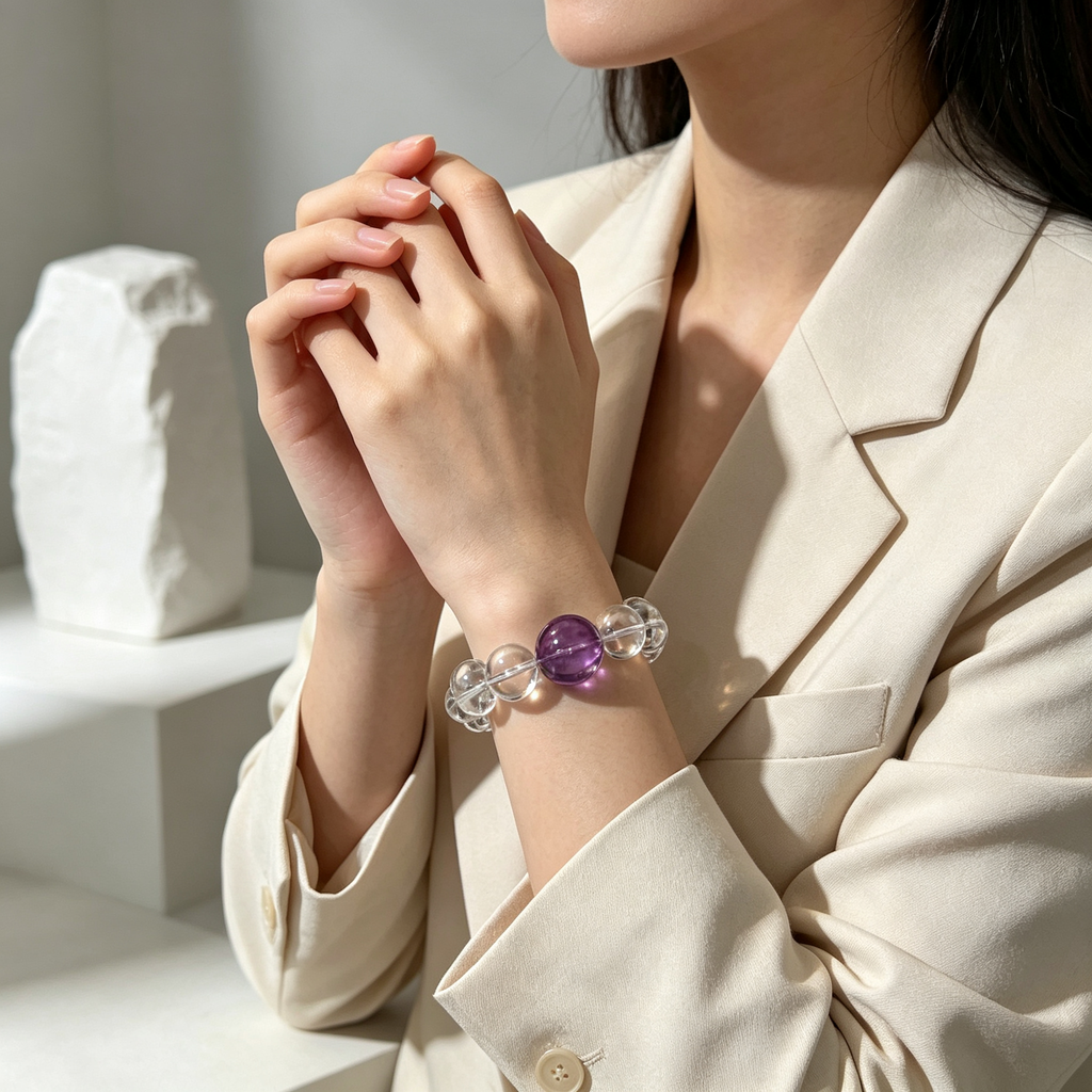 Karma & Elements Mystic Clarity Shift Natural Crystal Beaded Bracelet