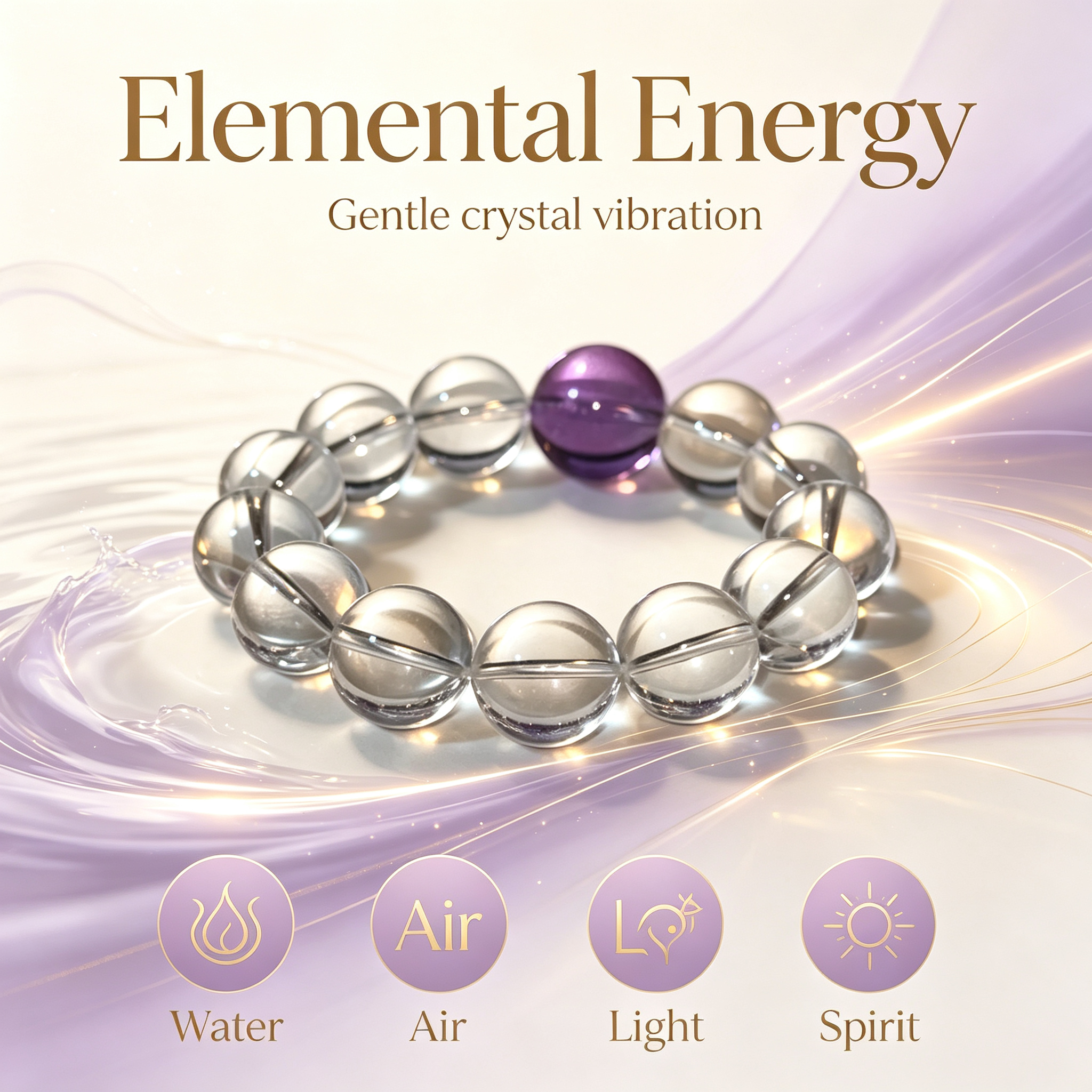 Karma & Elements Mystic Clarity Shift Natural Crystal Beaded Bracelet