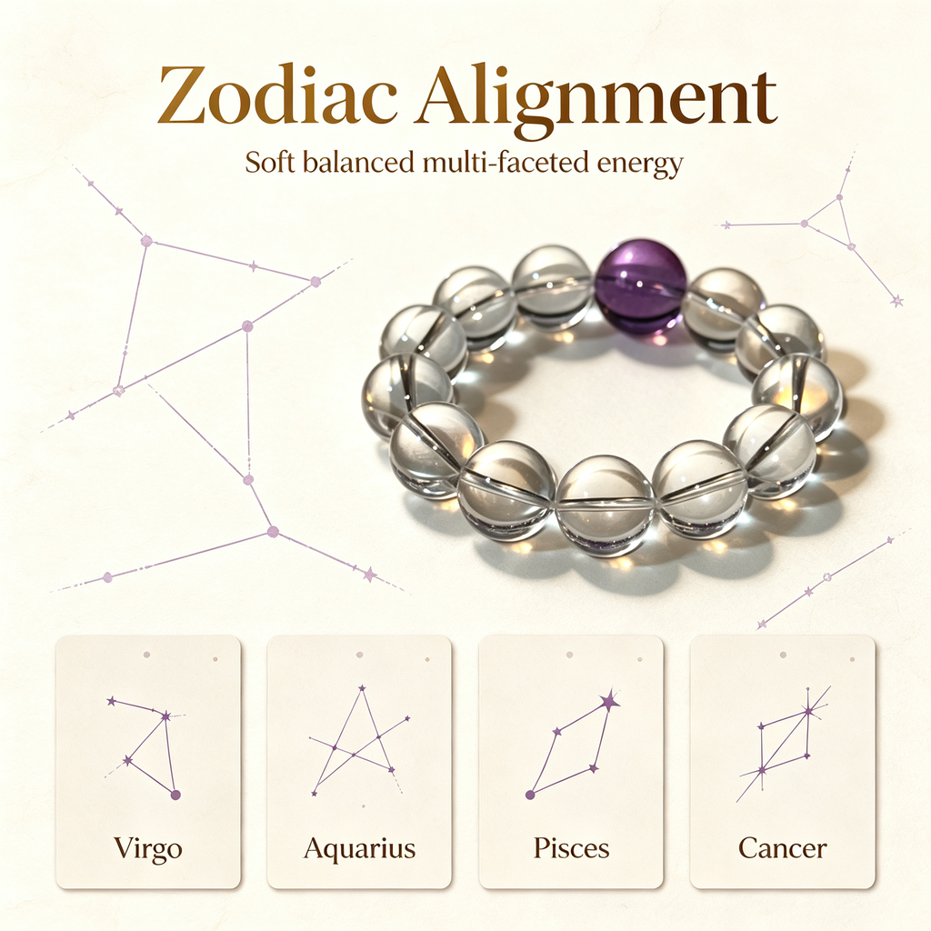Karma & Elements Mystic Clarity Shift Natural Crystal Beaded Bracelet