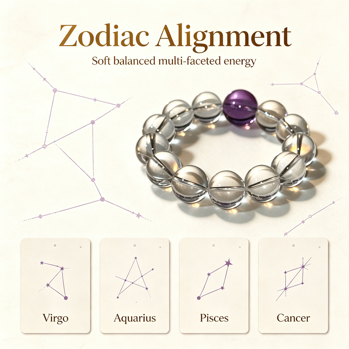 Karma & Elements Mystic Clarity Shift Natural Crystal Beaded Bracelet
