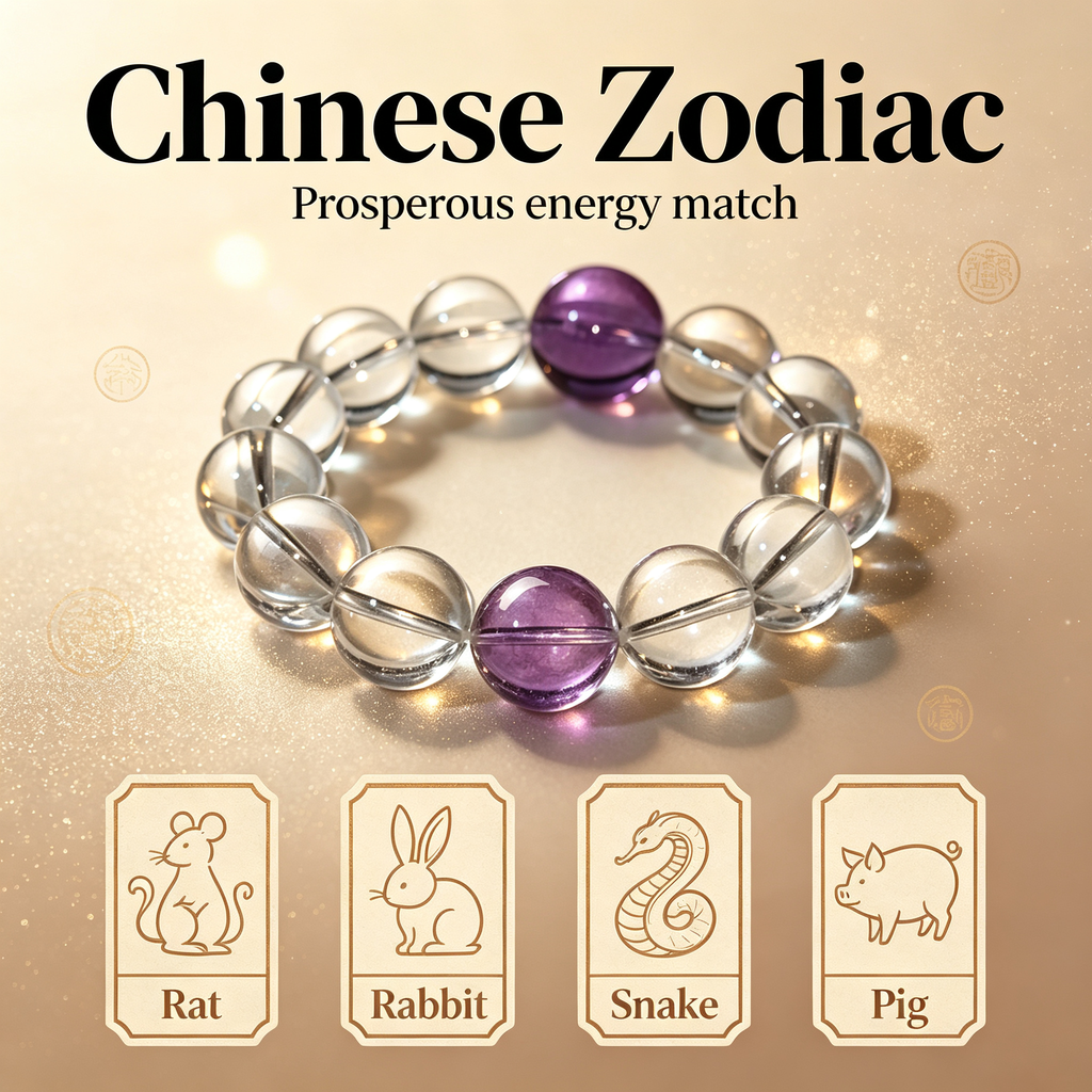 Karma & Elements Mystic Clarity Shift Natural Crystal Beaded Bracelet