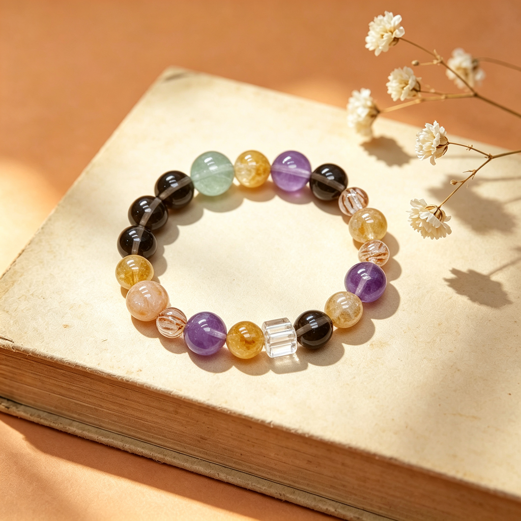Karma & Elements Wholeness Energy Blend Mixed Crystal Beaded Bracelet