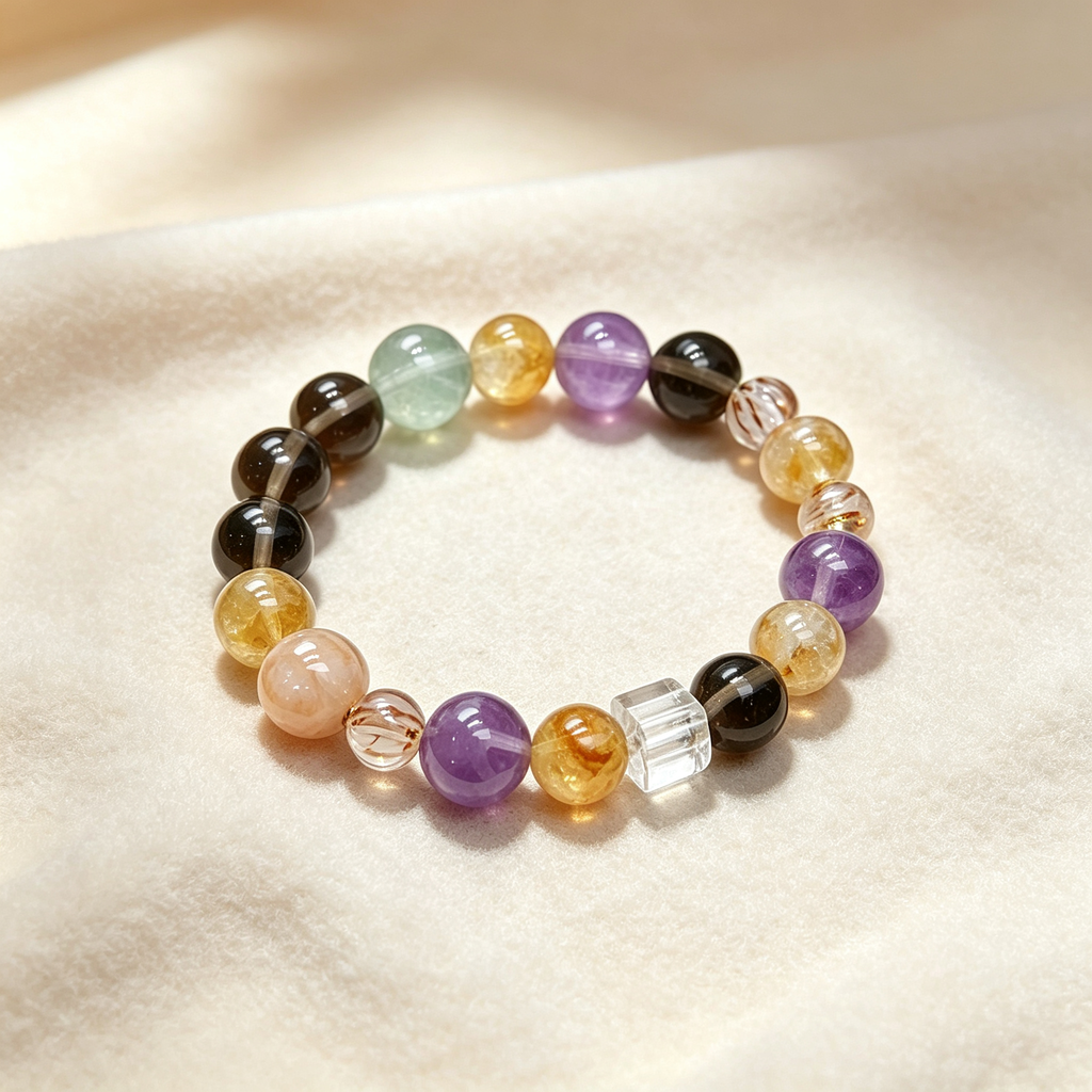Karma & Elements Wholeness Energy Blend Mixed Crystal Beaded Bracelet