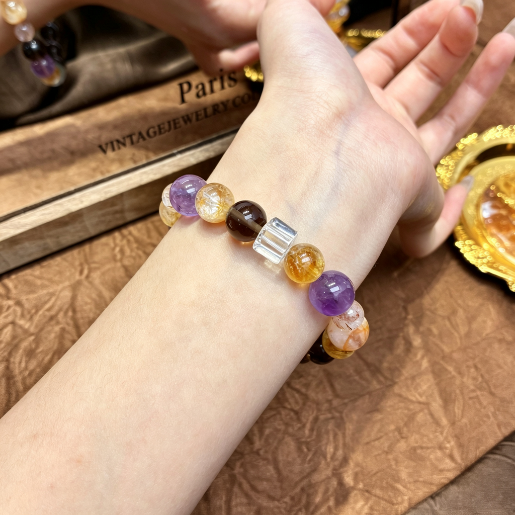 Karma & Elements Wholeness Energy Blend Mixed Crystal Beaded Bracelet
