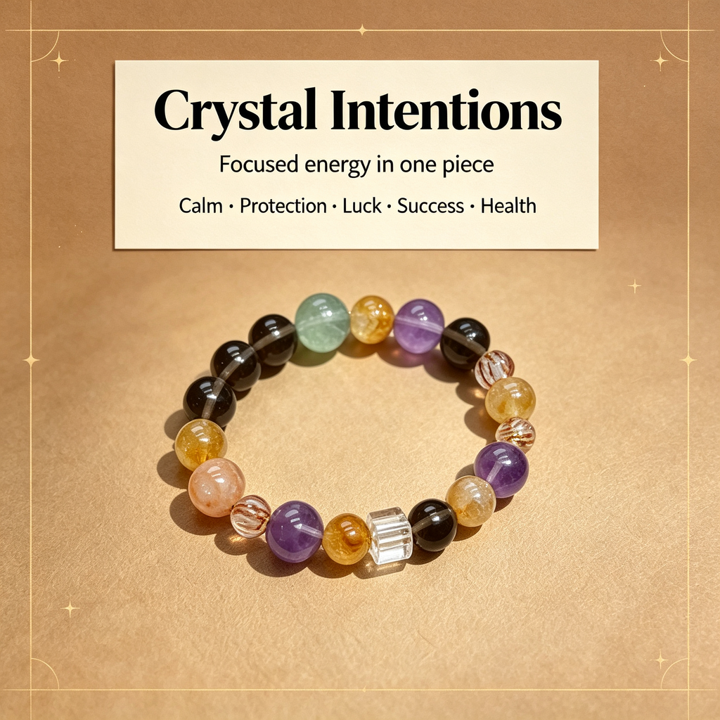 Karma & Elements Wholeness Energy Blend Mixed Crystal Beaded Bracelet