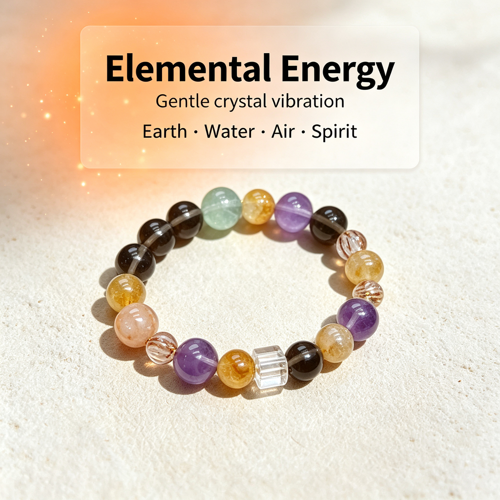 Karma & Elements Wholeness Energy Blend Mixed Crystal Beaded Bracelet