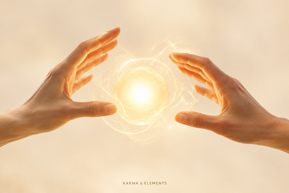 Hands surrounding a soft golden glow